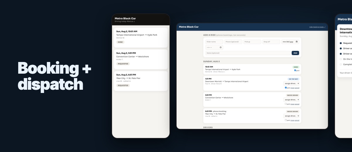 Booking + dispatch