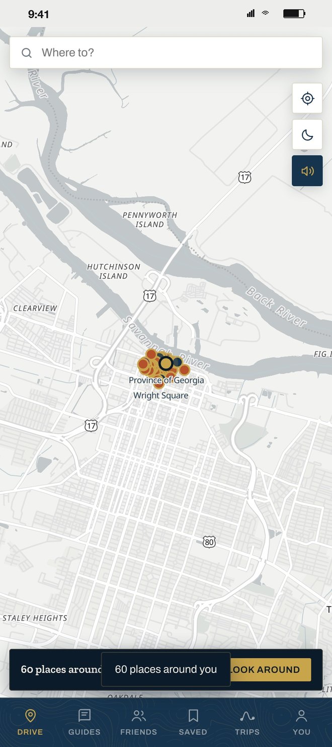 The map with sixty places around you
