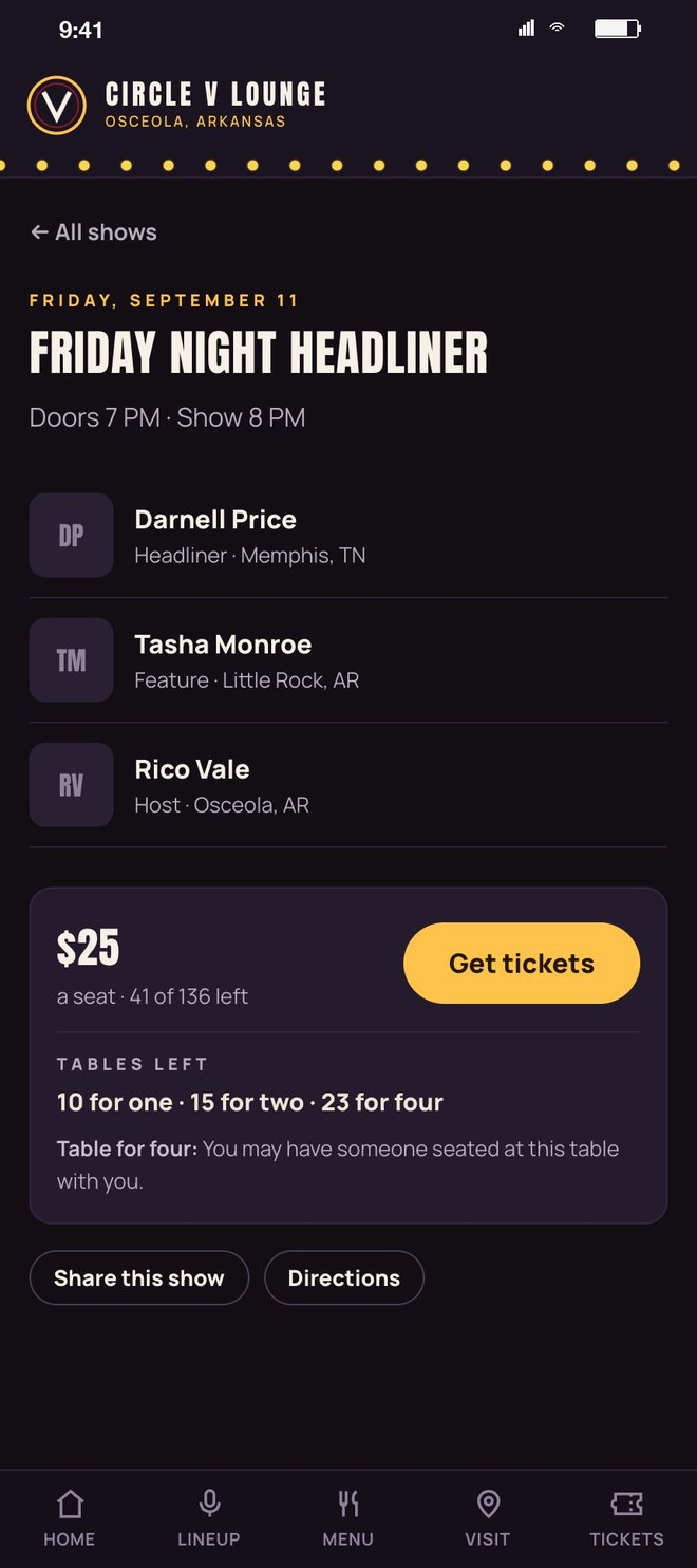 A show page with the bill and tables left