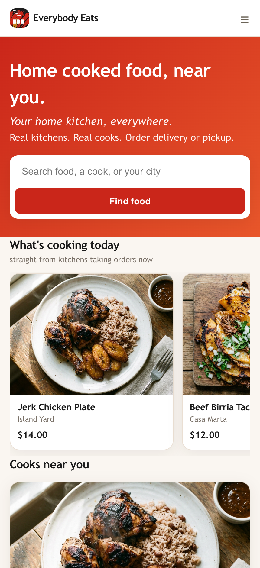 Home cooked food near you