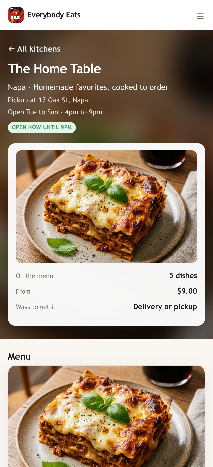 Order from a real kitchen