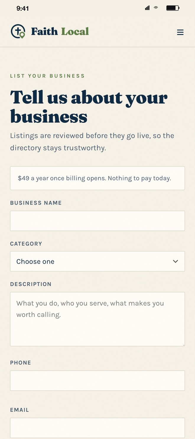 The add your business form