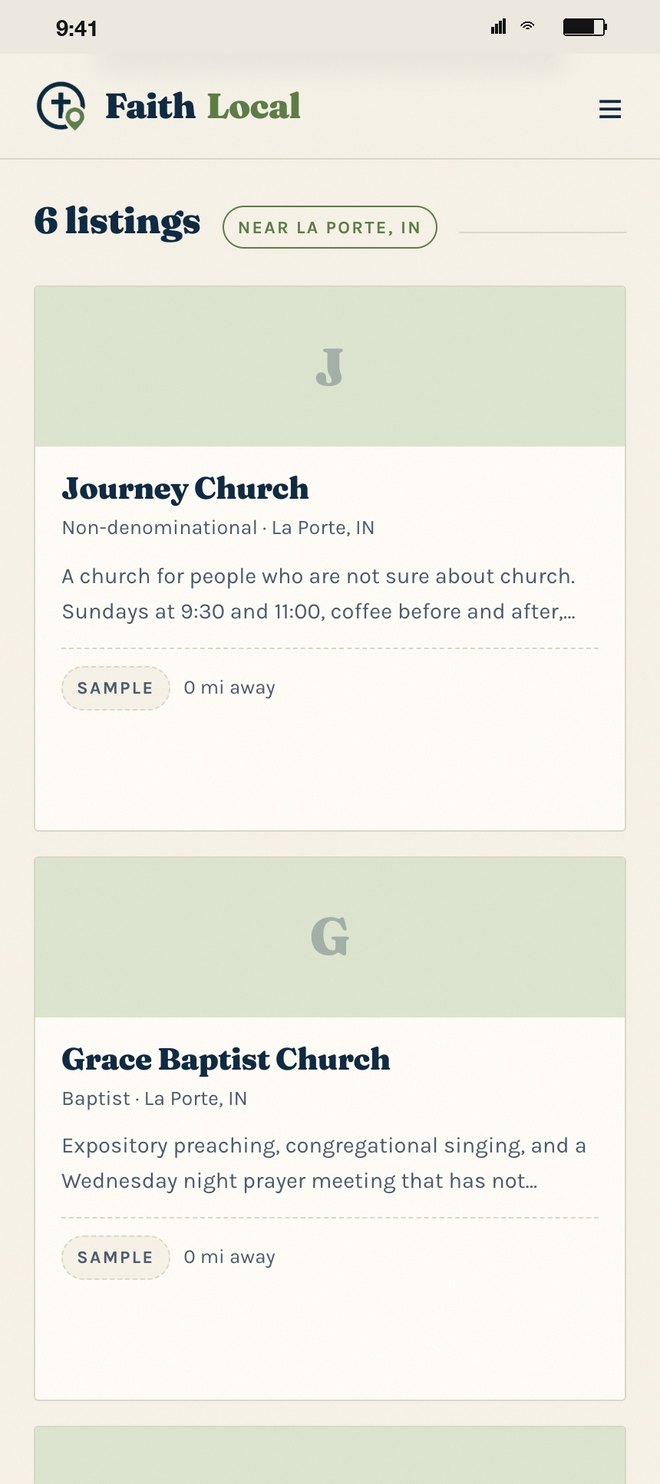 Six churches near La Porte, Indiana