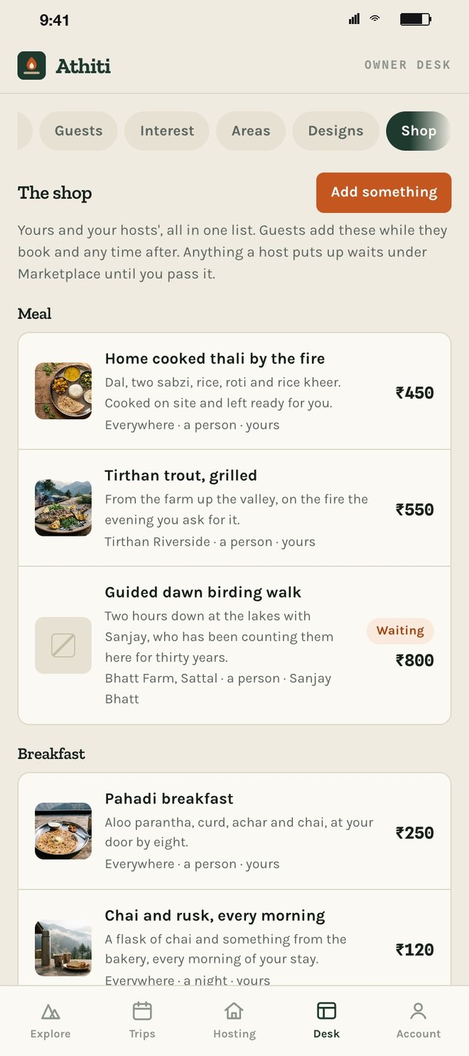 The shop with meals and experiences from hosts