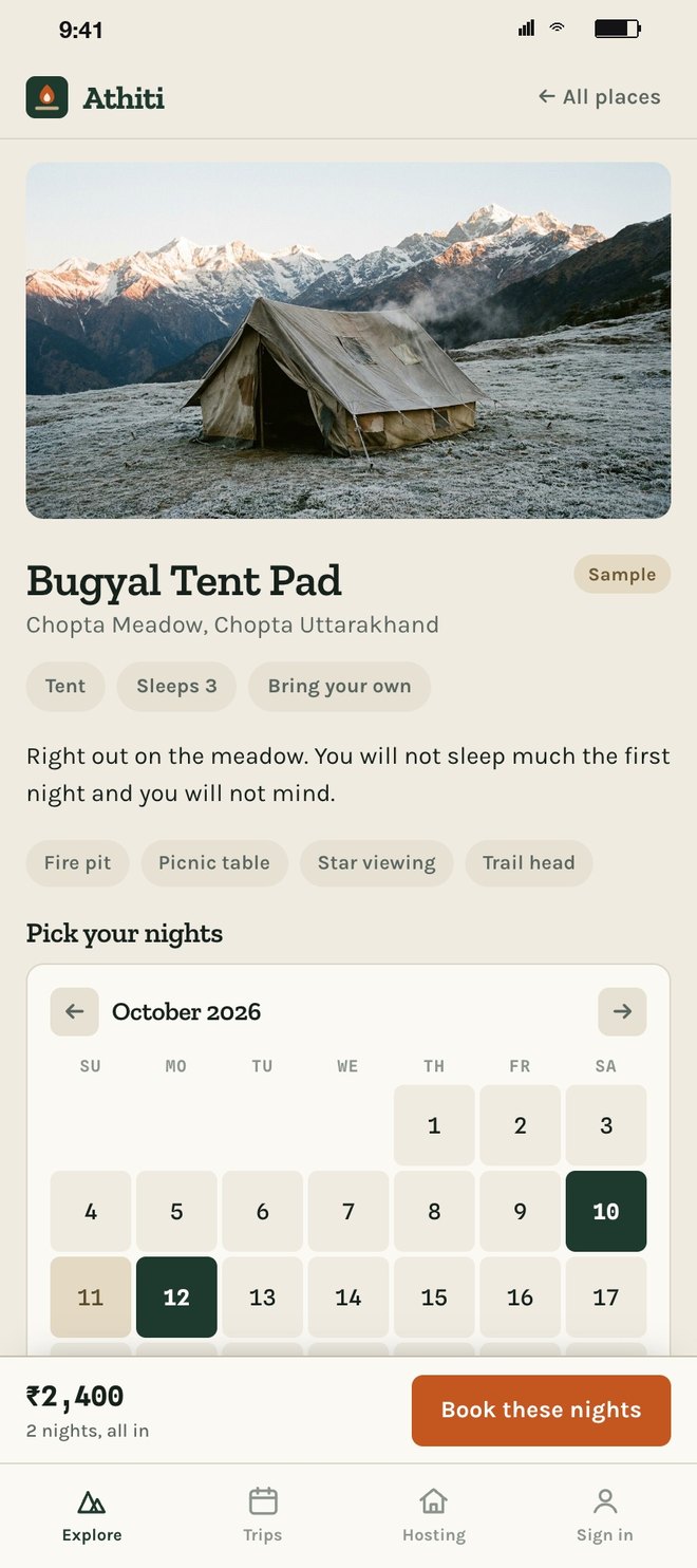A tent pad with its calendar