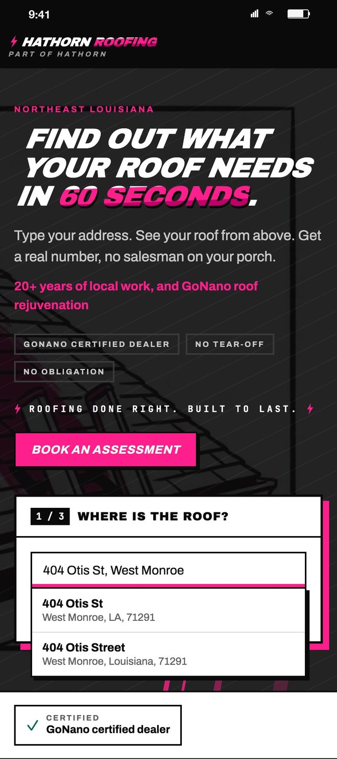 Step one: typing an address and picking it from the suggestions