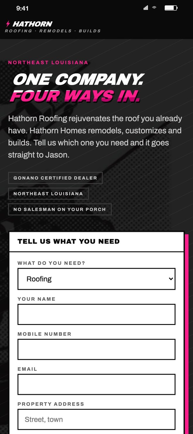 The Hathorn front page: one company, four ways in