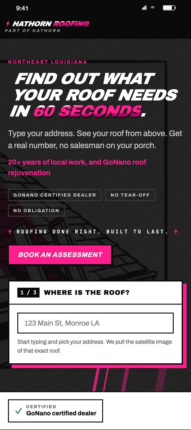 The Roofing page: find out what your roof needs in 60 seconds