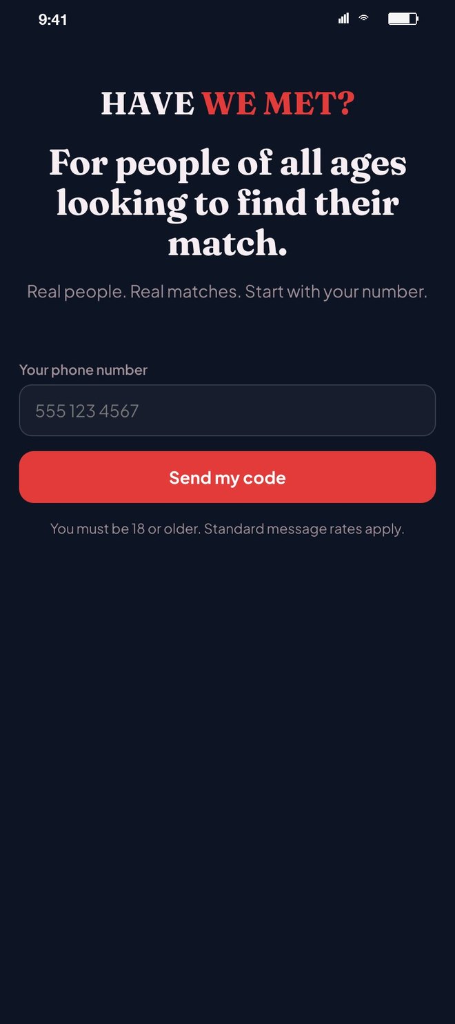 The sign in screen: your phone number and a Send my code button