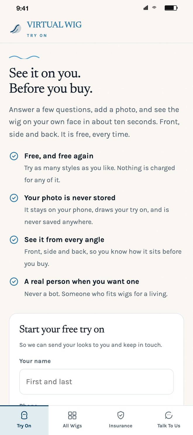The front door: see it on you before you buy, with the sign up form