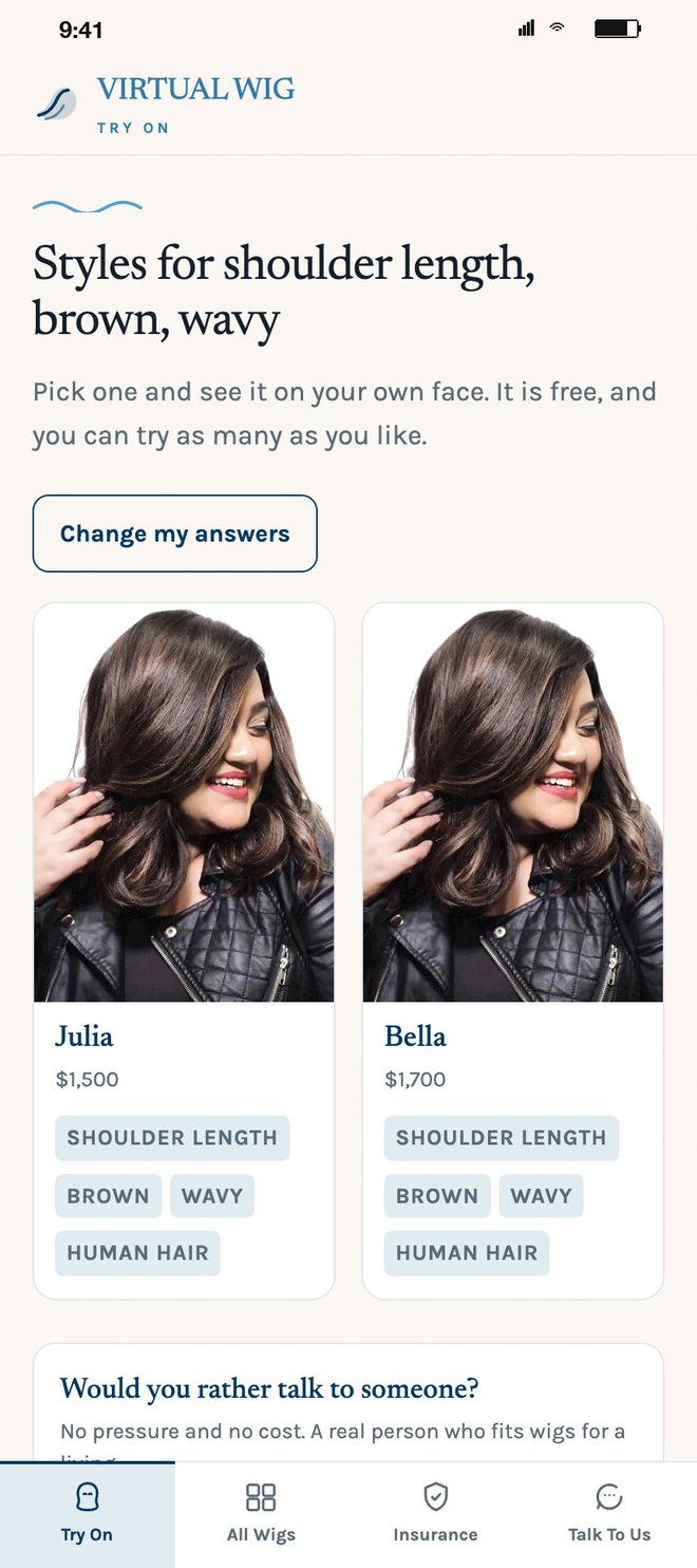 Styles for shoulder length, brown, wavy: two wigs from the store with prices