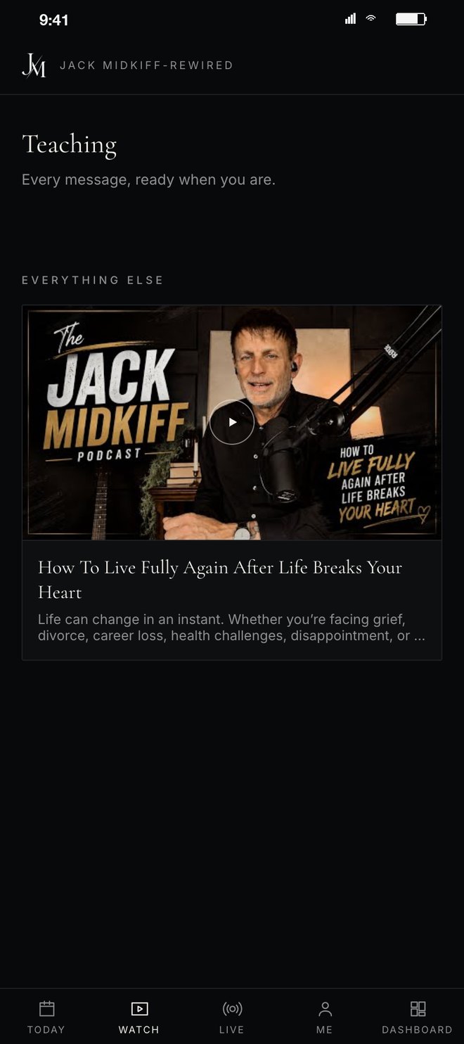 Teaching: a video card with the Jack Midkiff Podcast art