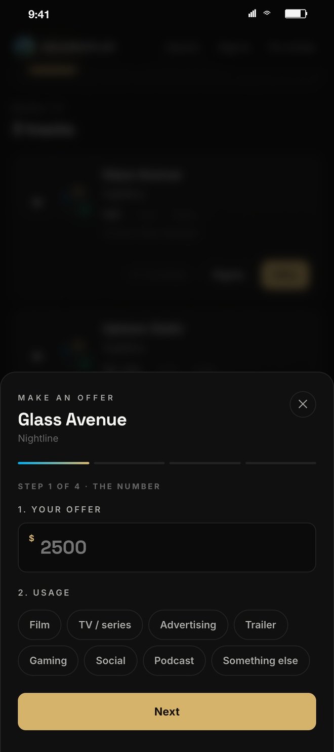Make an offer, step one of four: your offer in dollars and the usage