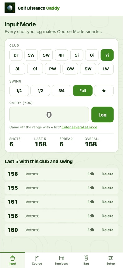 Log a swing in seconds