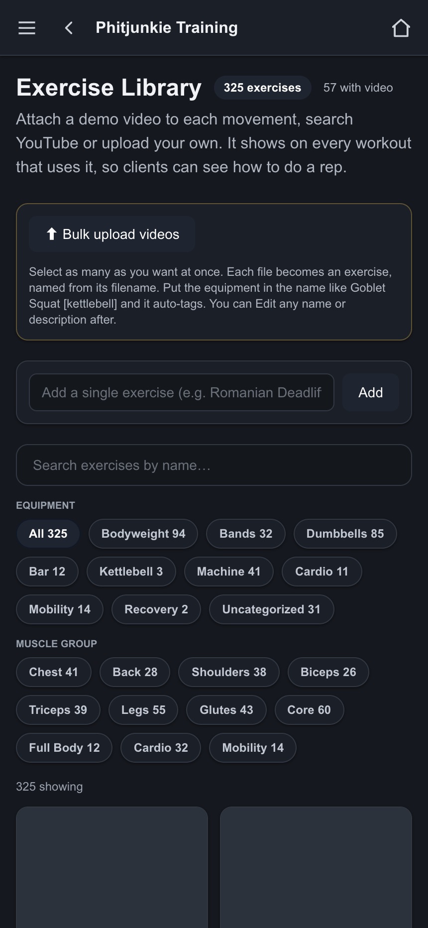 325 exercises, his own demos