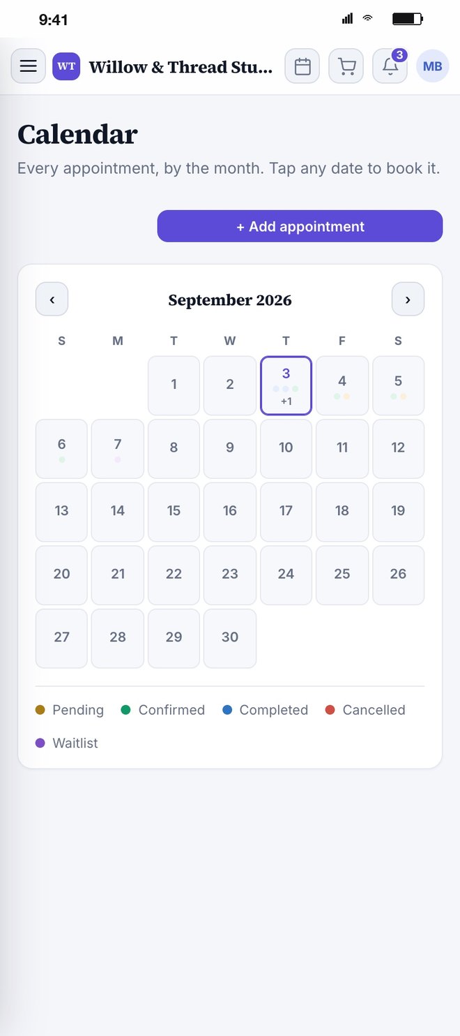 The calendar by month