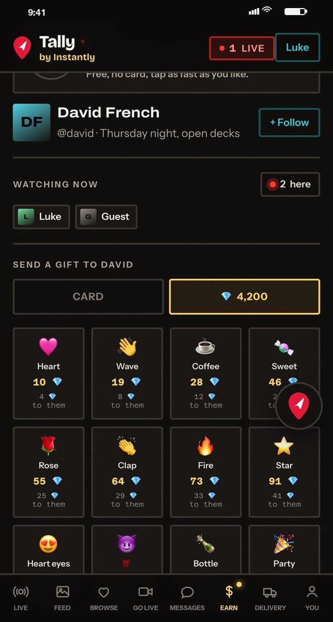 Send a gift by card or with gems