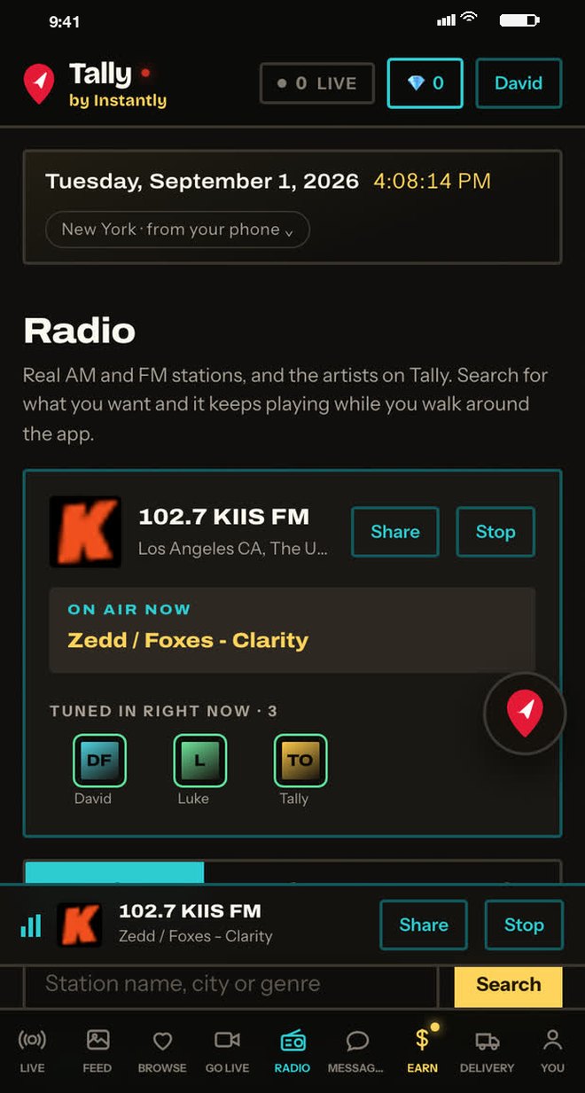Radio: real stations, mid stream