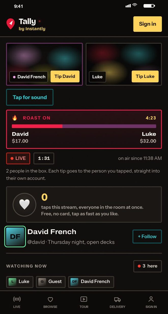 A roast with a live scoreboard